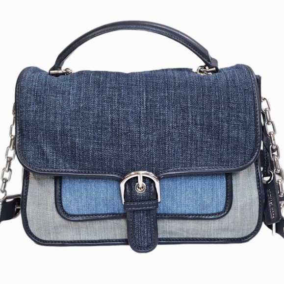 Michael Kors Denim Large Cooper Satchel Crossbody Bag - Picture 1 of 17